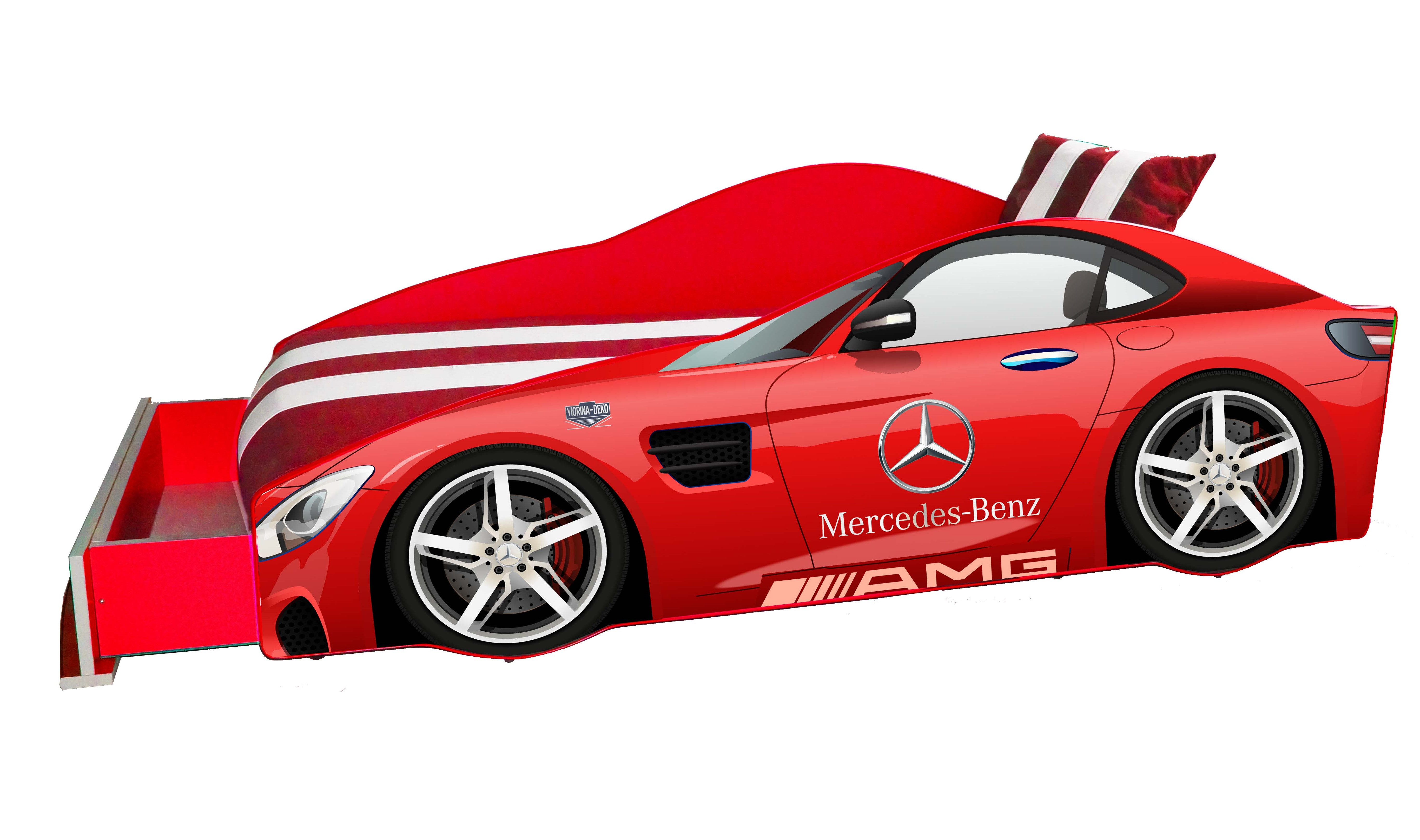 

Кровать-машинка с ящиком+матрас Viorina-Deko Элит Mercedes Е-4 Красный 80х170