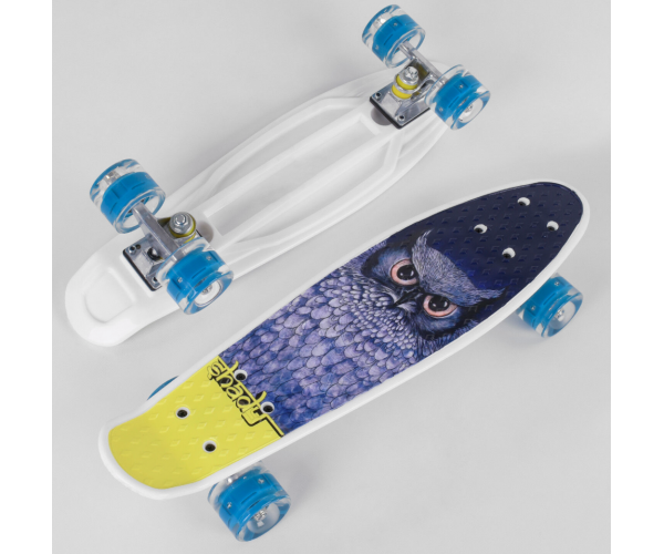 

Пенни борд (Penny Board, скейт) Best Board S-29855, со светящимися колесами, Белый