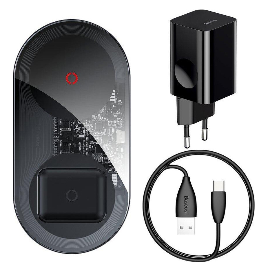 

Безпровідний зарядний пристрій Baseus Simple 2в1 Wireless Charger Turbo 24 Вт Чорний (TZWXJK-B01)