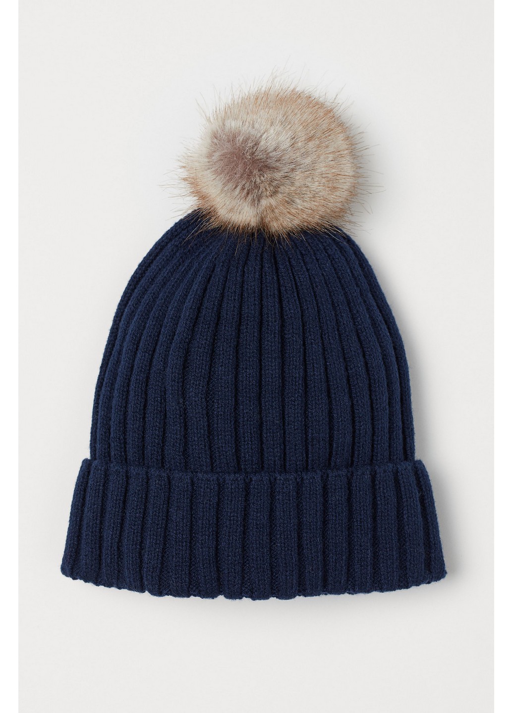 

Шапка H&M 86/92 Темно-синий 0759974_тем.син.беж.помпон