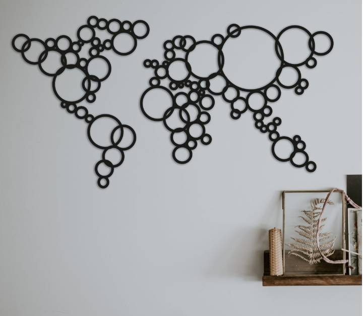 

Картина из дерева DecArt карта Circles Map 140x75 см