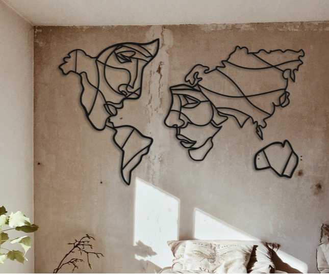 

Картина из дерева DecArt карта Face Map 140x80 см