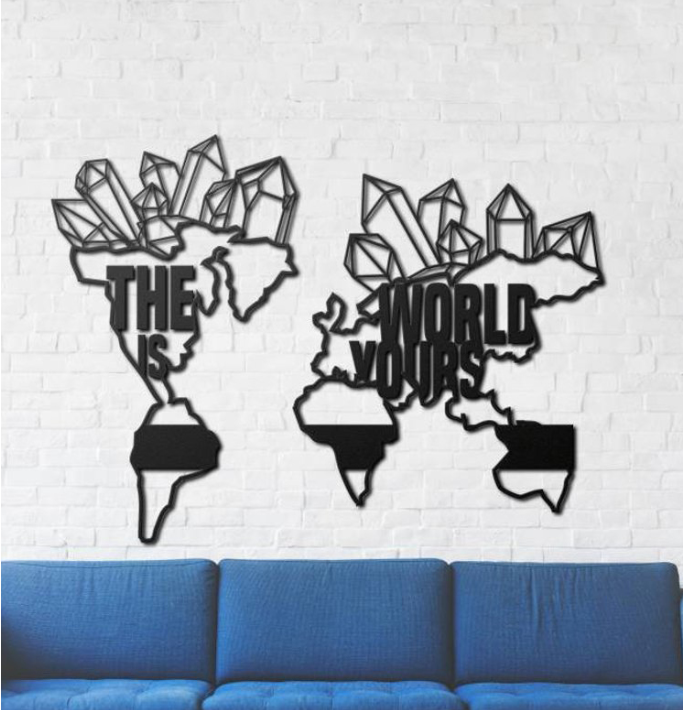 

Картина из дерева DecArt карта The World Is Yours 120x90 см