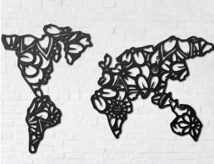 

Картина из дерева DecArt карта Flower Map 139x85 см