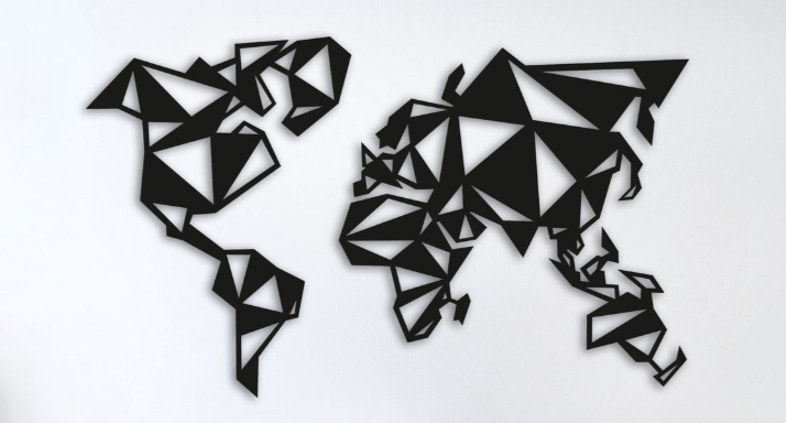 

Картина из дерева DecArt карта Geometric World 140x84 см