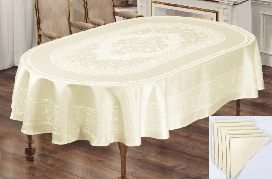 

Скатерть Sagol тефлон 160x350 ovale St-052 Cream + 10 салфеток *