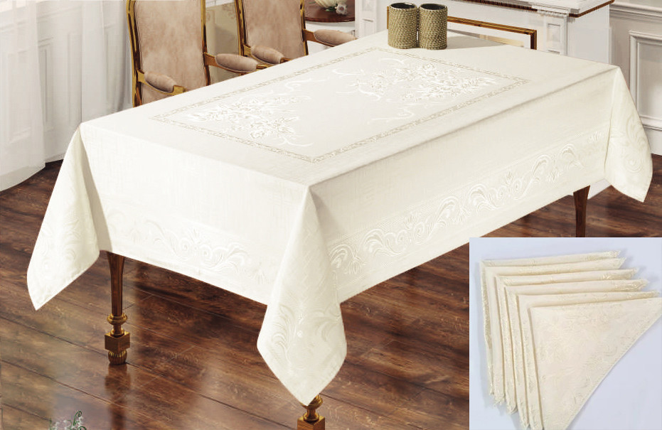 

Скатерть Sagol тефлон 160x300 Sgl-003 Cream + 8 салфеток *