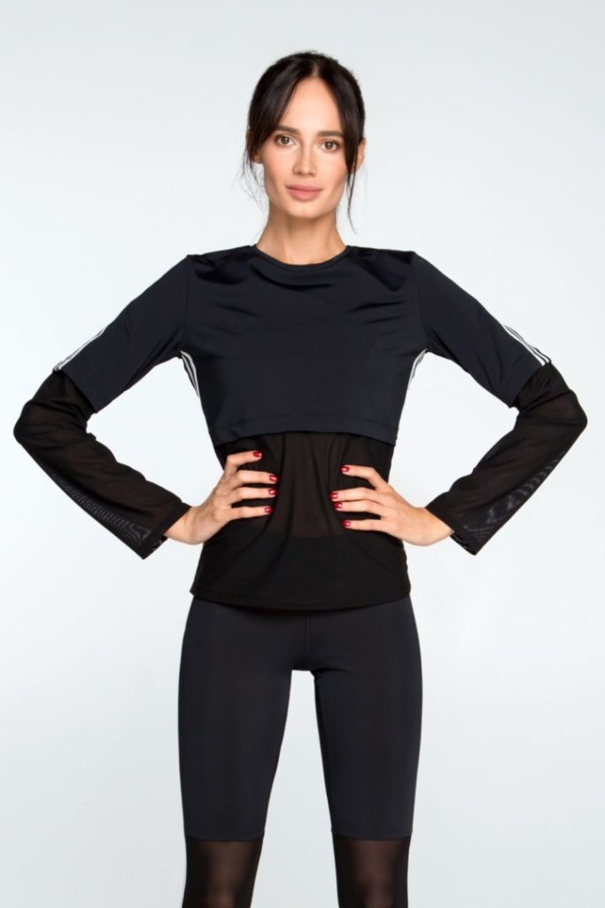 

Спортивный женский рашгард Designed for Fitness 4 STRIPES M/L черный