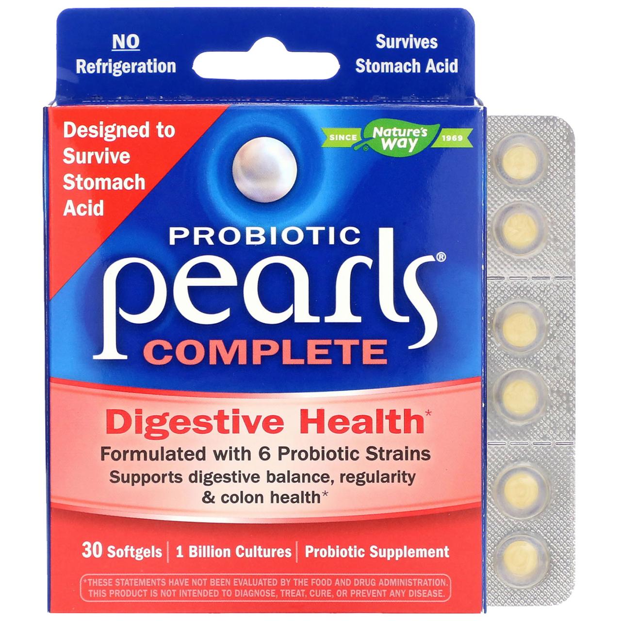 

Пробиотики для пищеварения Nature's Way "Probiotic Pearls Complete Digestive Health" 1 млрд КОЕ (30 гелевых капсул)