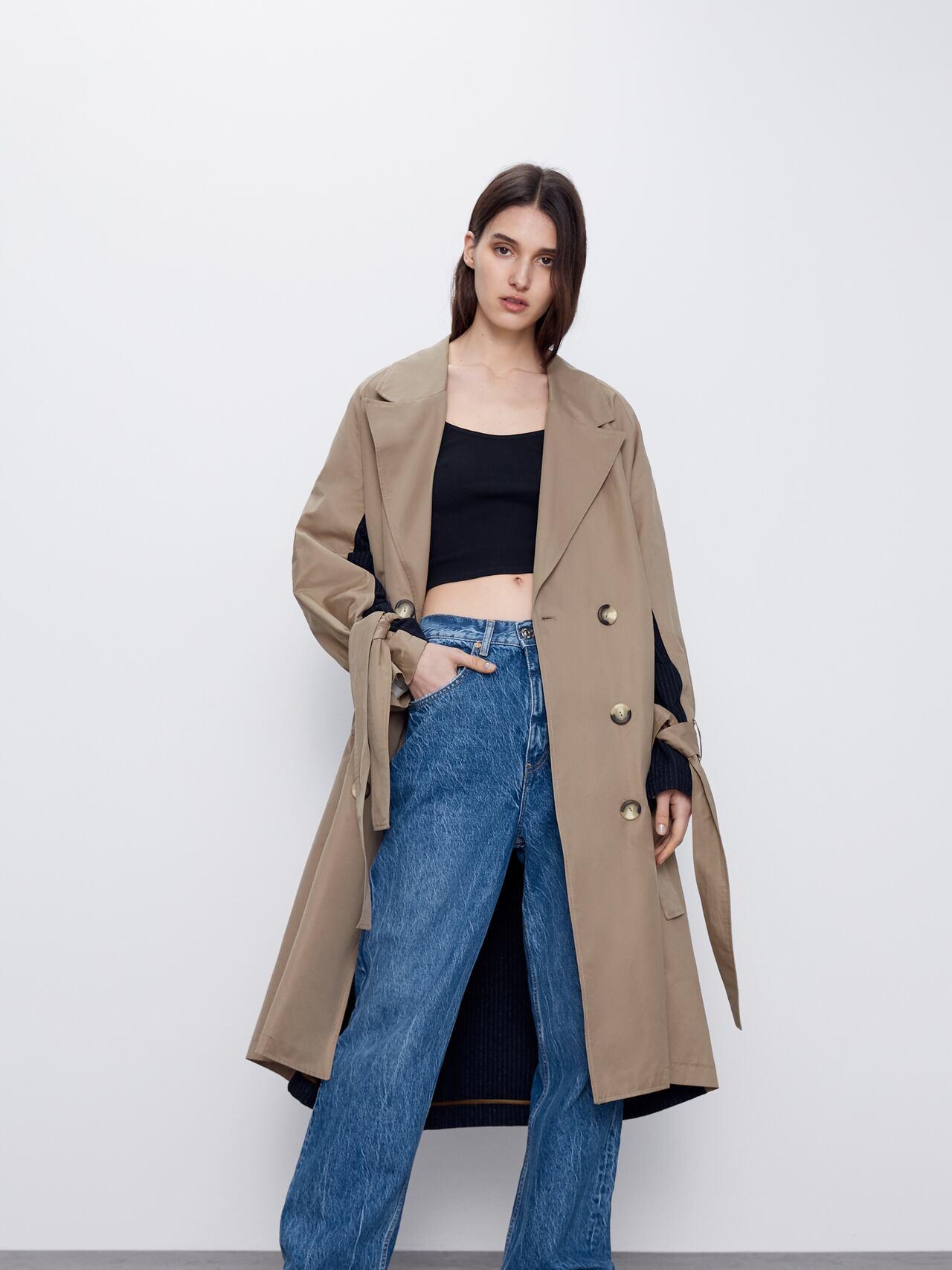 

Тренч Zara 1255/262/75 S Бежевый с темно-синим