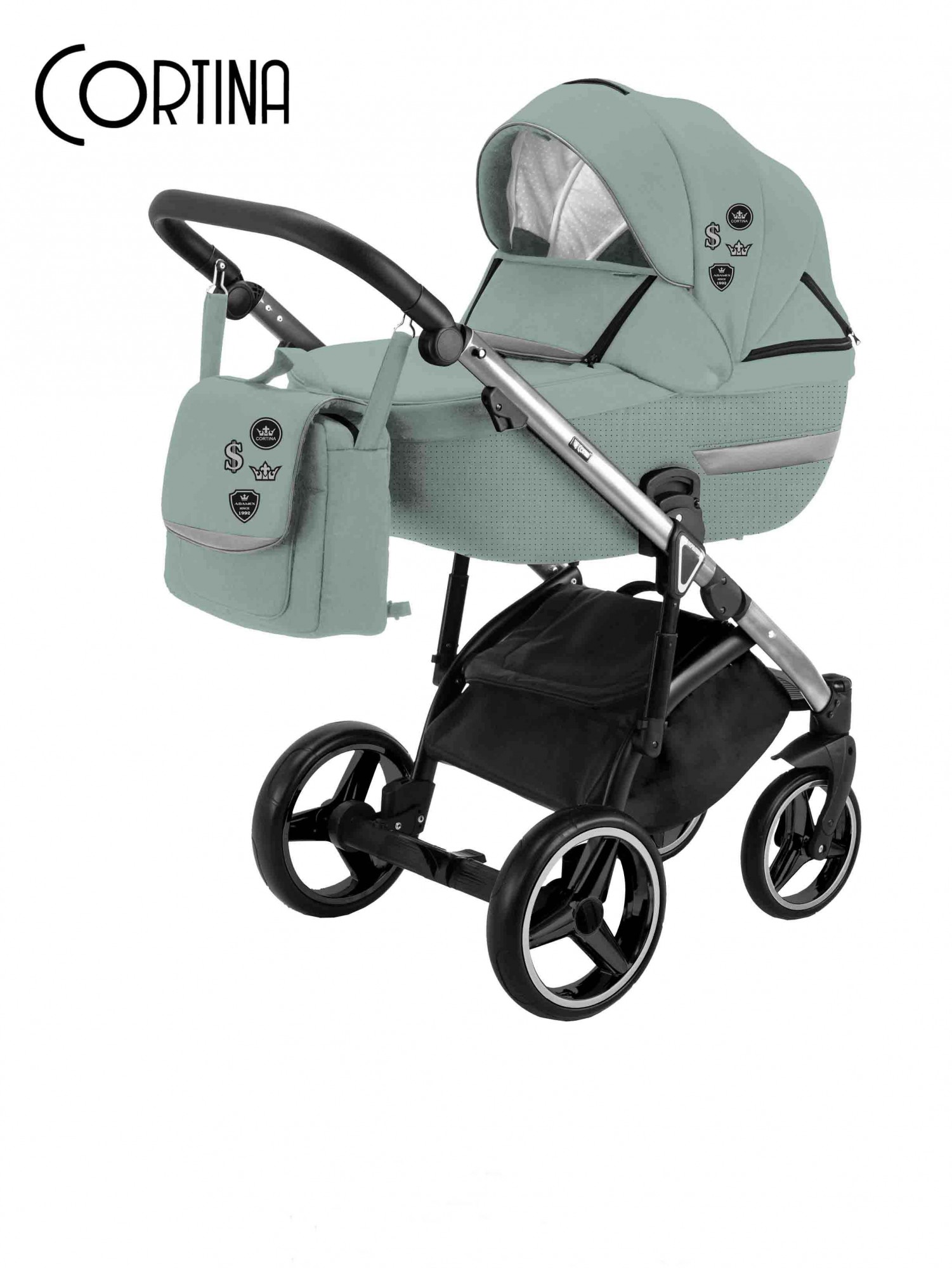 

Коляска Adamex Cortina Кожа CT-326 2 в 1 Бирюзовый