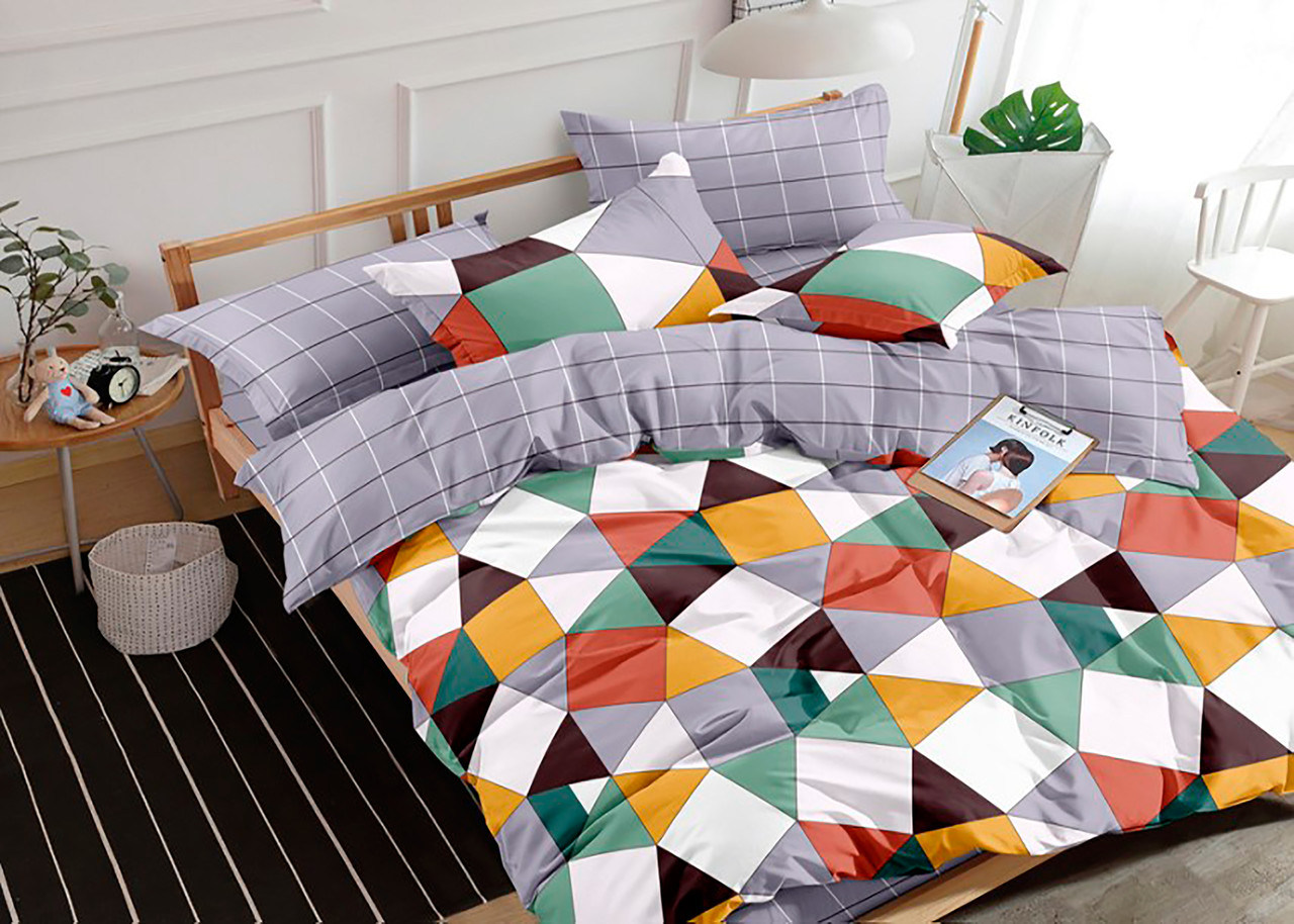 

Постельное белье двуспальное Mazani Мозаика 50х70 см, 180х220 см, на резинке 160х200х25 см