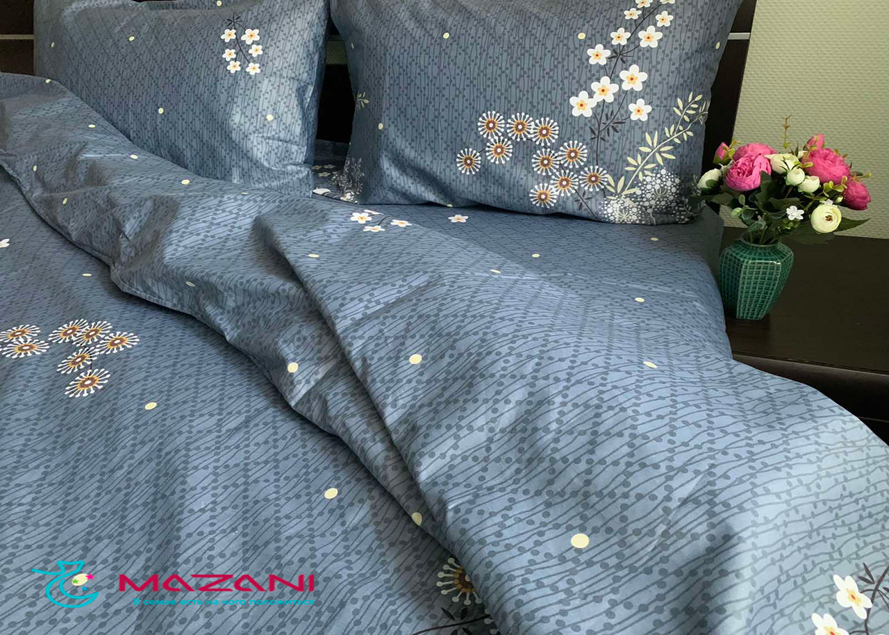 

Постельное белье полуторное Mazani Ромашки 50х70 см, 150х220 см, на резинке 140х200х25 см