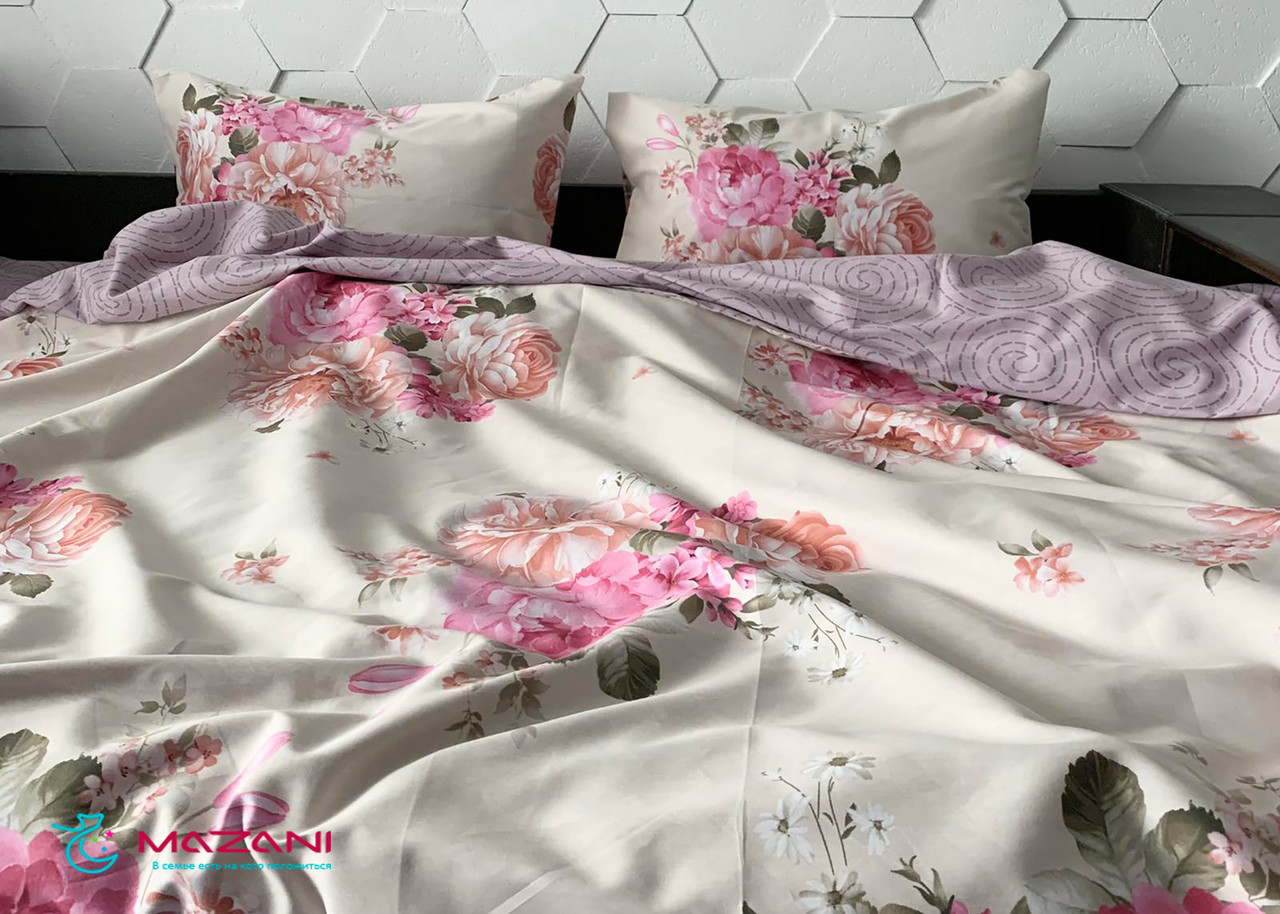 

Постельное белье полуторное Mazani Пионы 70х70 см, 150х220 см, на резинке 90х200х25 см
