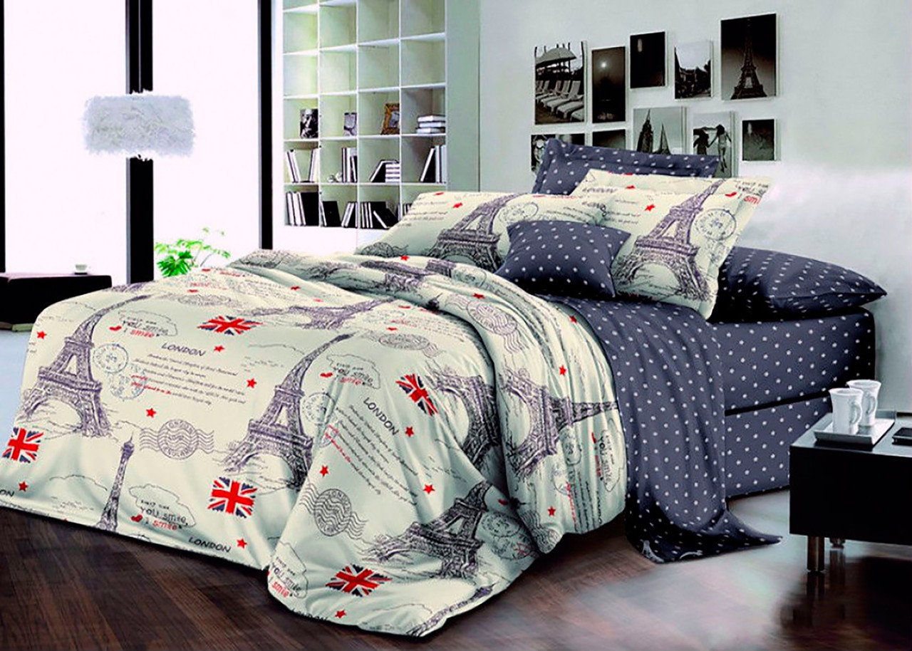 

Постельное белье евро Mazani Лондон 50х70 см, 200х220 см, на резинке 180х200х15 см