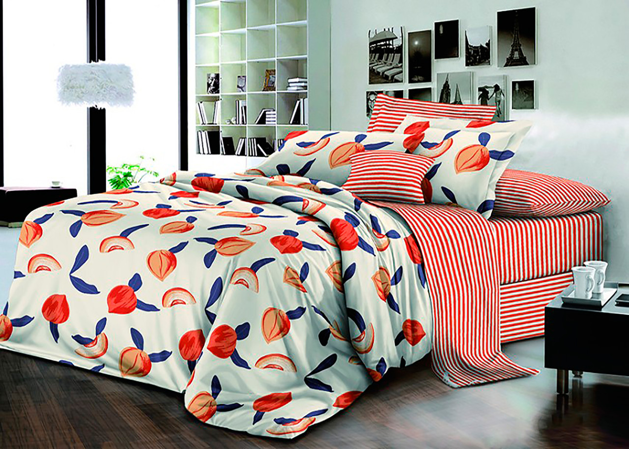 

Семейный комплект постельного белья Mazani Персик 70х70 см, 150х220 см, на резинке 160х200х25 см