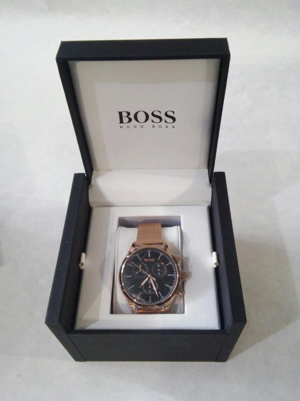 

Часы наручные мужские Hugo Boss Companion Black Face Gold Chronograph Mens Watch HB 1513548