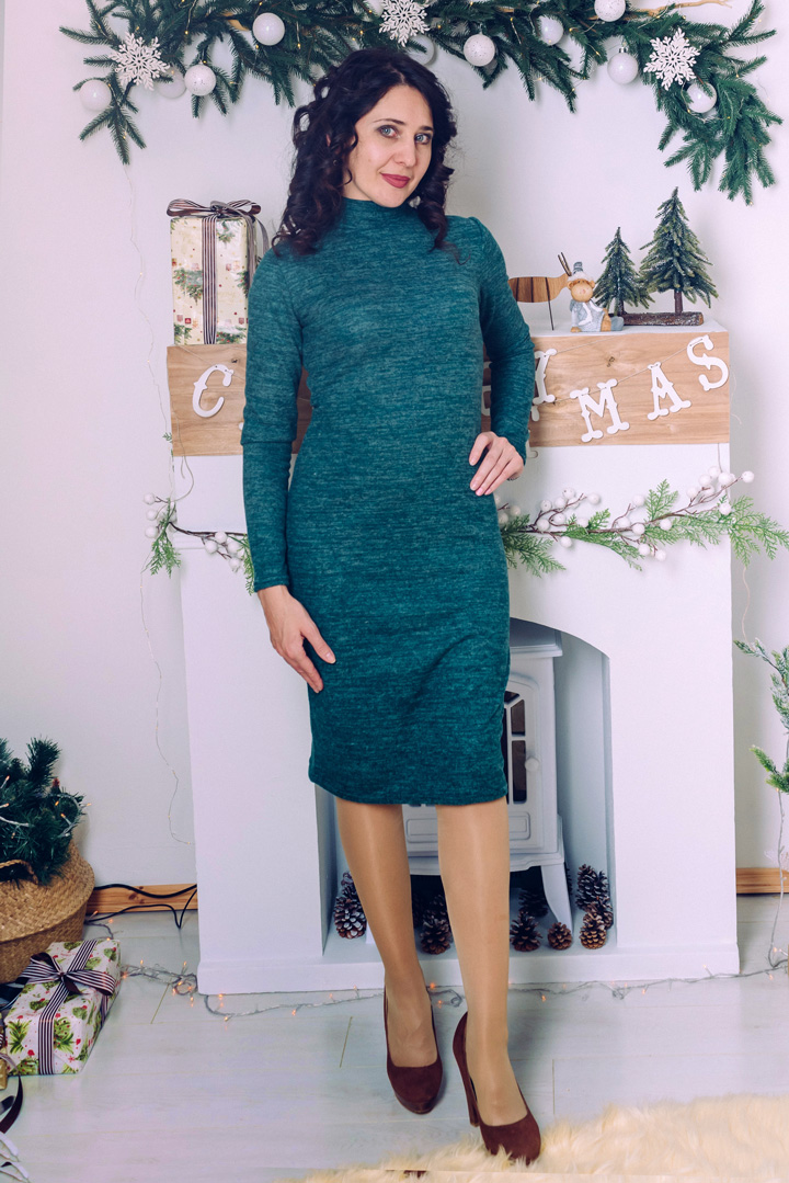

Платье GoldenWomen Элегантное теплое XL Темно-зеленый Украина