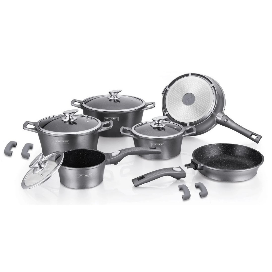 

Набор кухонной посуды Royalty Line RL-ES2014M 14 предметов Silver