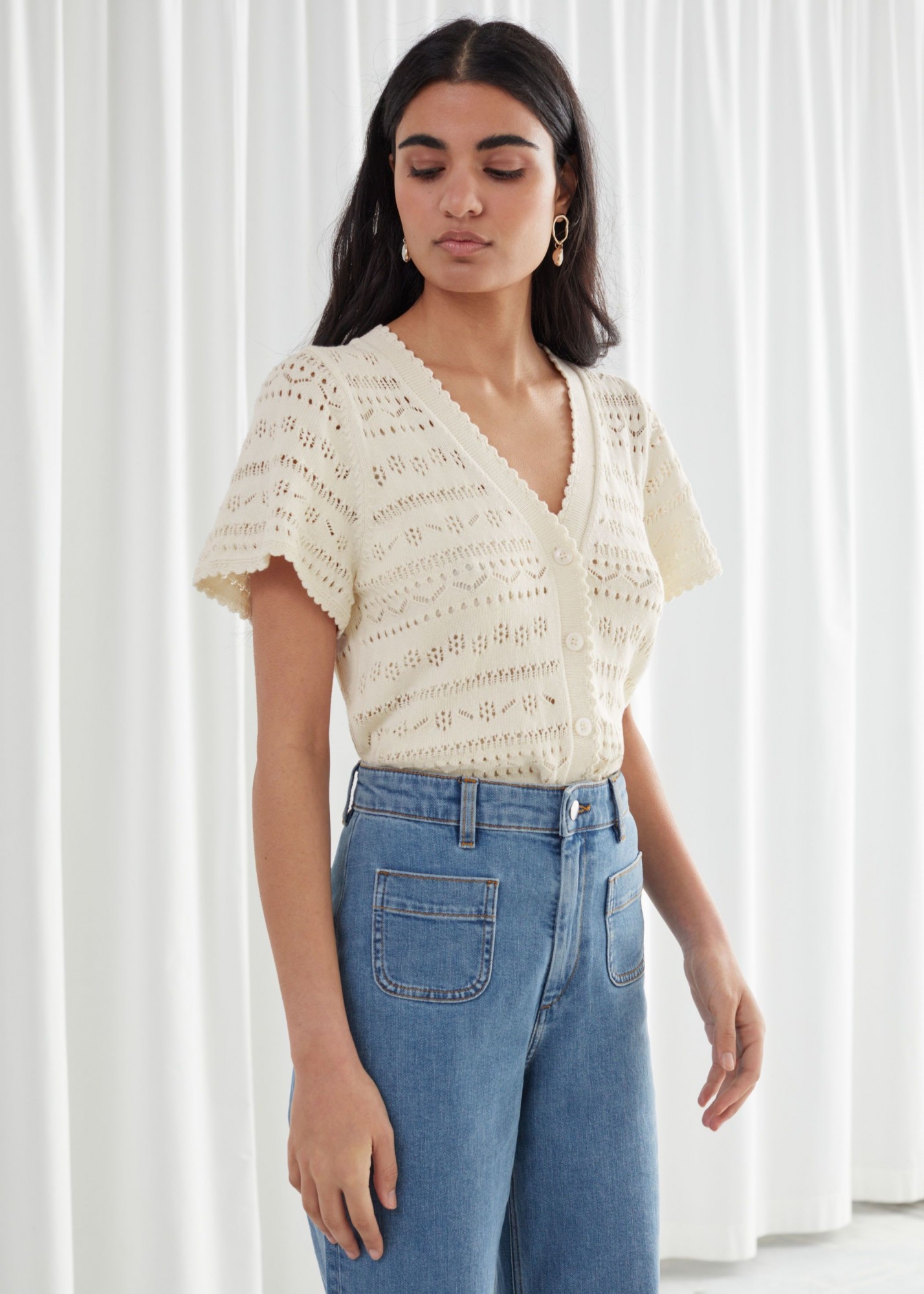 

Кардиган & OTHER STORIES Cotton Crochet Short Sleeve Cardigan М