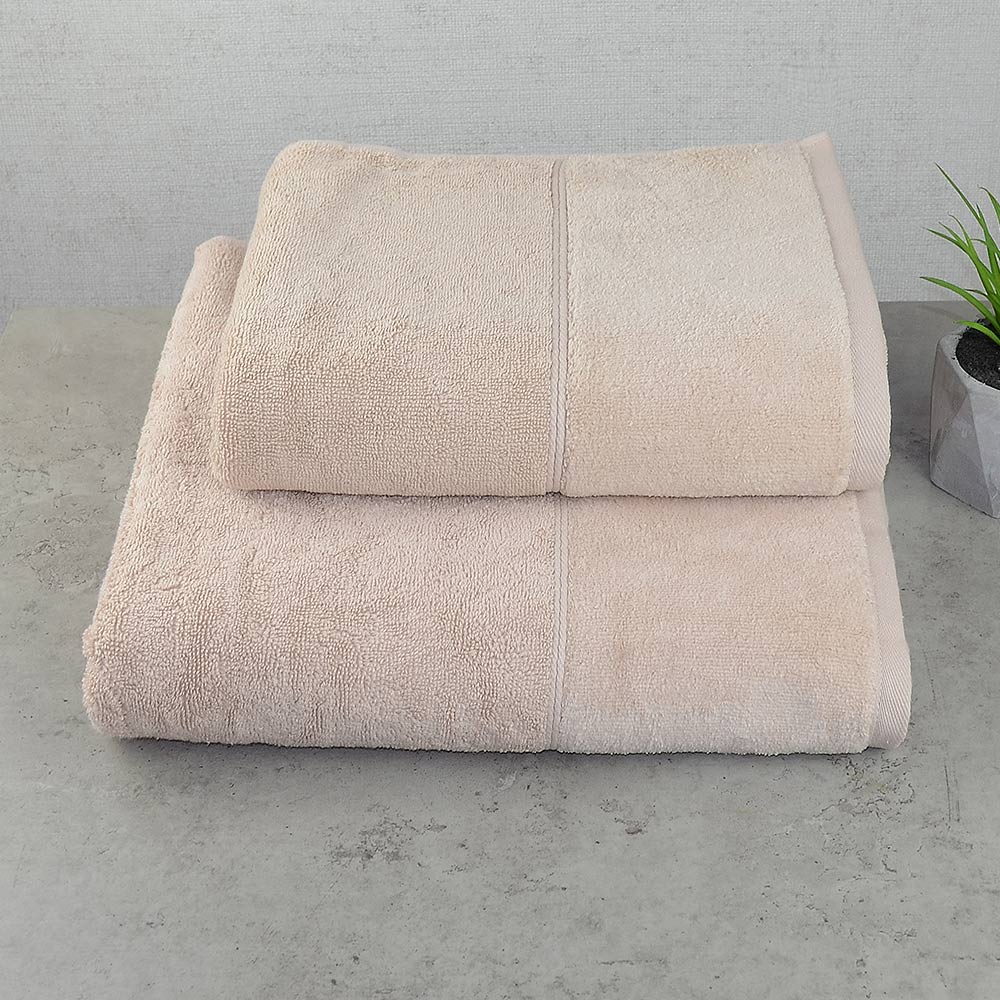 

Набор полотенец велюр/махра 2шт GM Textile 50x90см, 70x140см Премиум качества Milado 550г/м2 (Кремовый)