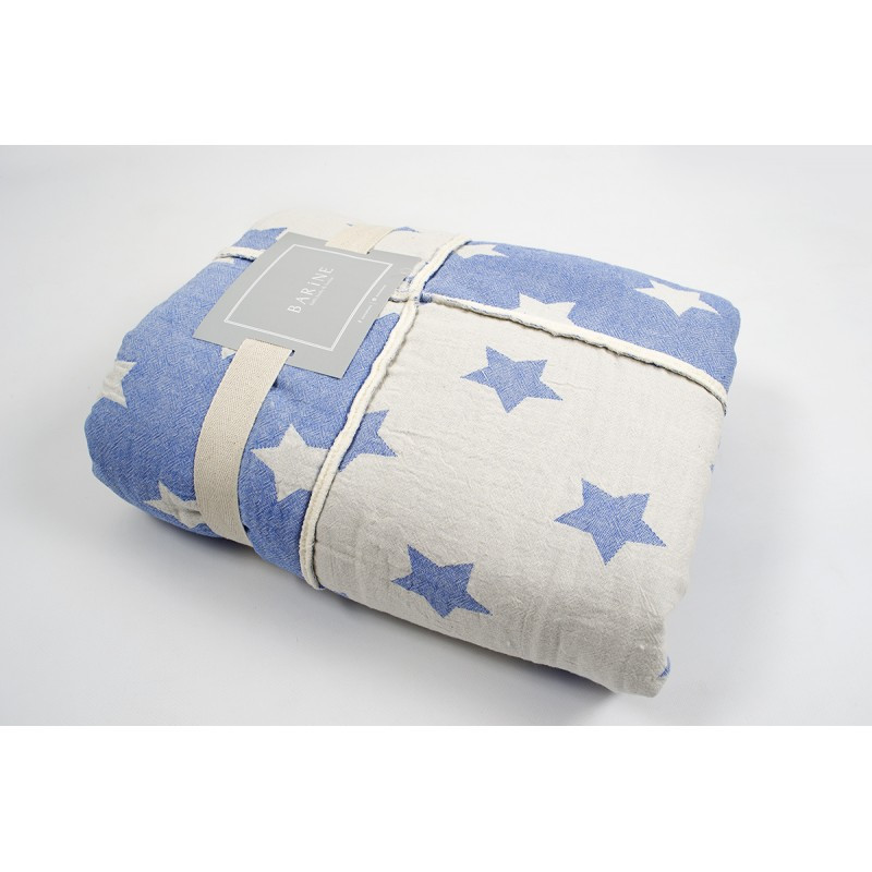 

Плед микроплюш Barine - Star Patchwork throw blue голубой 130*170