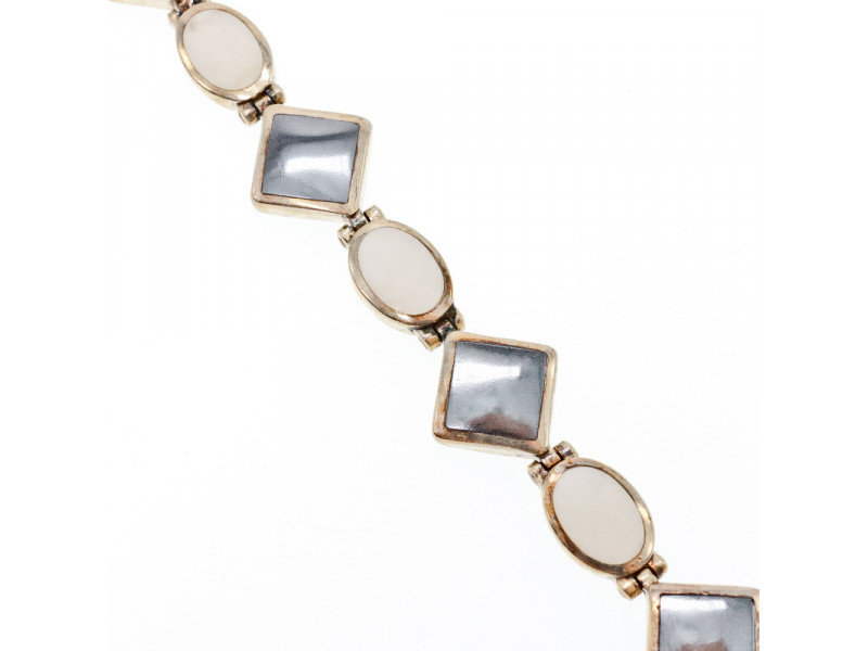 

Серебряный браслет с Черным Агатом и Перламутром Sky Jewelry 001059