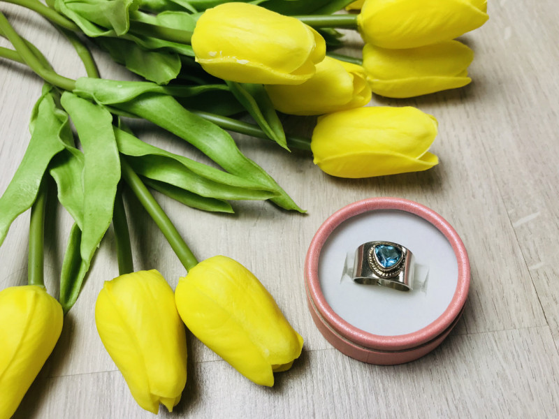 

Серебряное кольцо 925 проба с голубым фианитом Sky Jewelry 000465