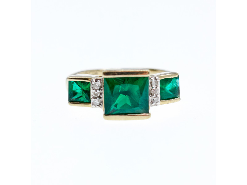 

Золотое кольцо 10К (417 проба) с Изумрудом и Бриллиантами Sky Jewelry 001050