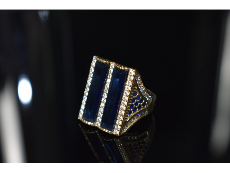 

Серебряное кольцо с Синим Алпанитом и сапфирами Sky Jewelry 000760