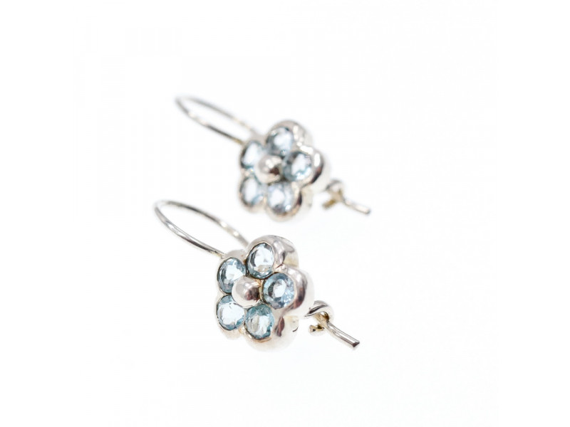 

Серебряные серьги с аквамарином Цветы Натуральный Sky Jewelry 003312
