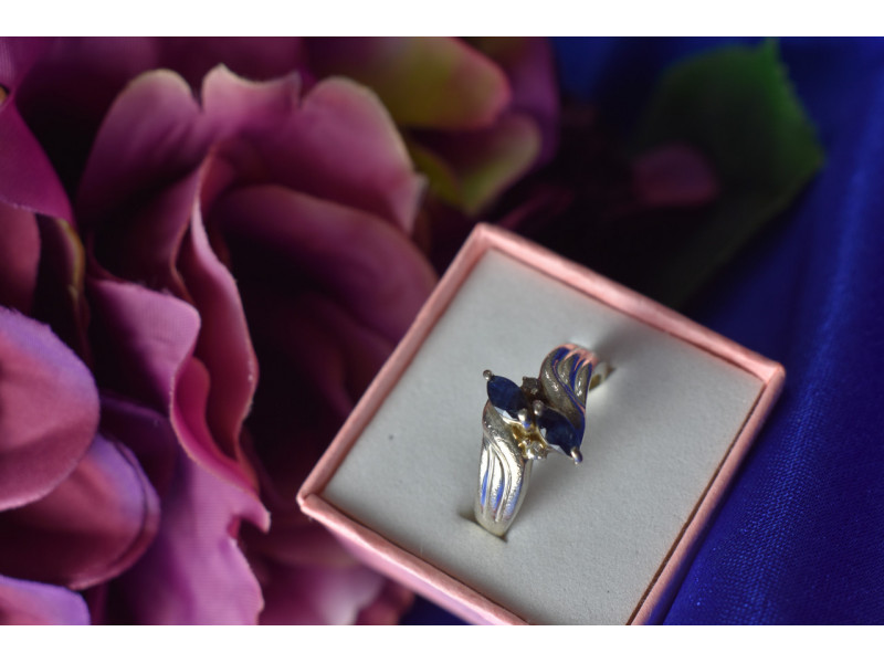 

Серебряное кольцо 925 пробы с камнем Синяя Шпинель и фианиты Sky Jewelry 001128