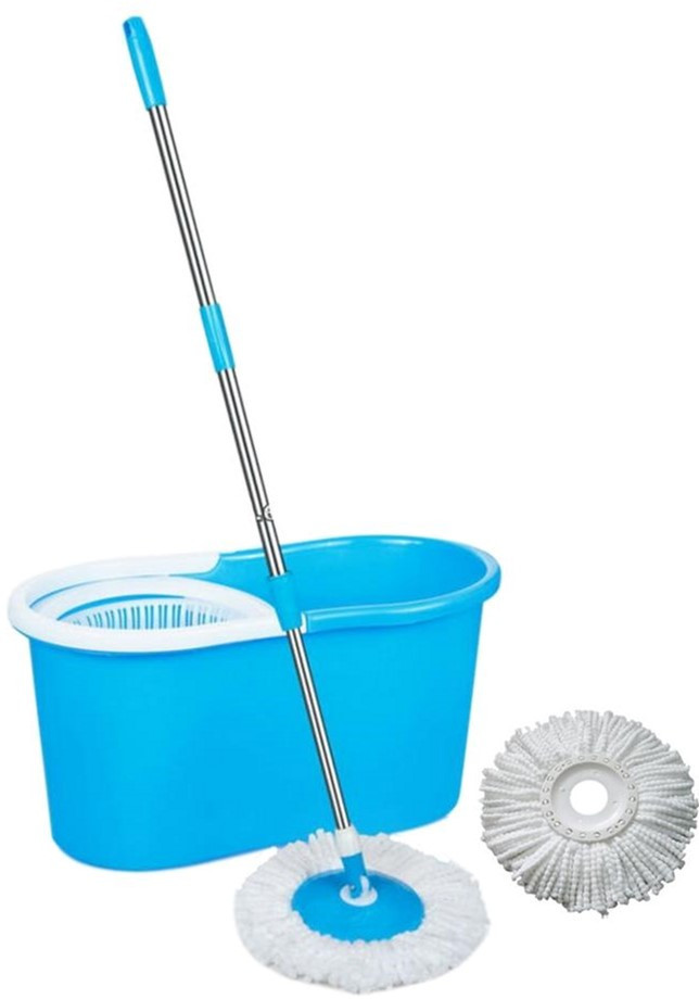 

Швабра-лентяйка с турбо отжимом и ведром Spin MOP, с круглой насадкой, Голубой