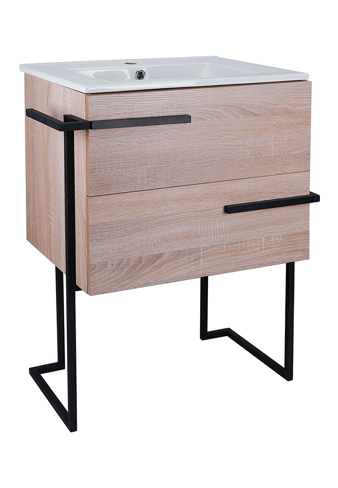 

Тумба напольная Qtap Taurus 600х800х437 Whitish oak с умывальником QT2471TNT603WO
