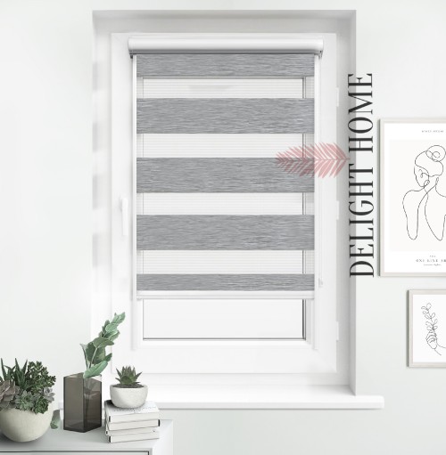 

Рулонная штора День-ночь в коробе и с направляющими алюминий Tanova рогожка VTN3 серая 112.5х150 см