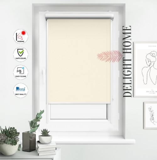 

Рулонная штора в коробе и с направляющими алюминий Tanova Термо Айс кремовый 117.5х150 см