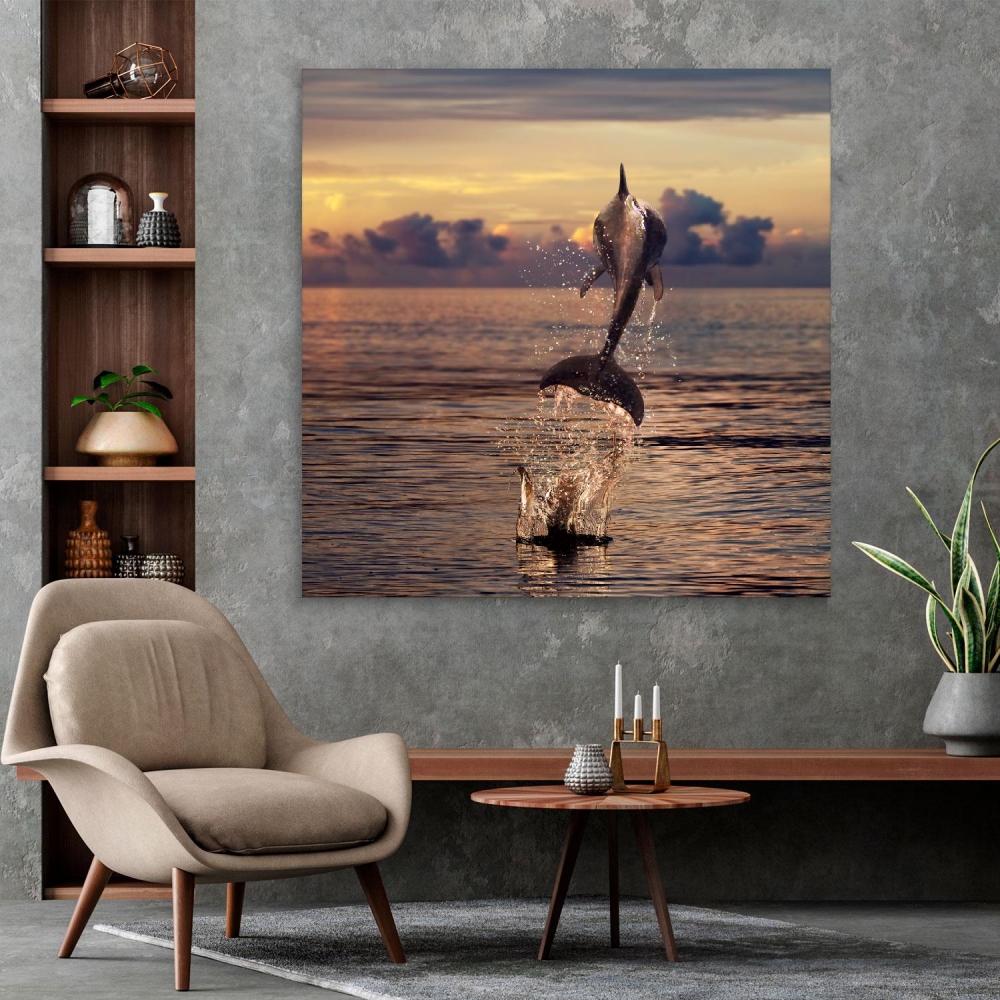 

Картина на холсте Животные Dolphin Jumping Into The Sea 45х60 см.