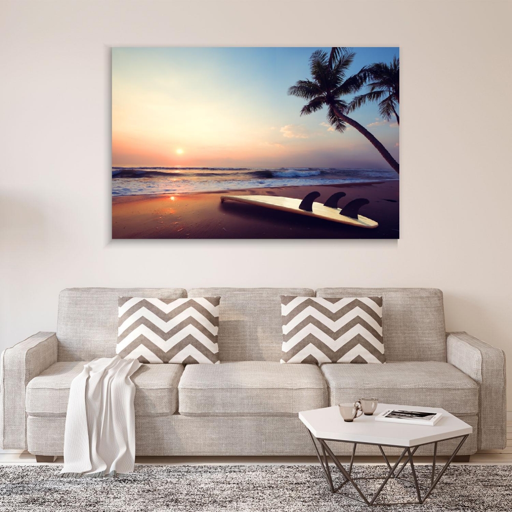 

Картина на холсте Природа Surf Board On A Tropical Beach 75х100 см.