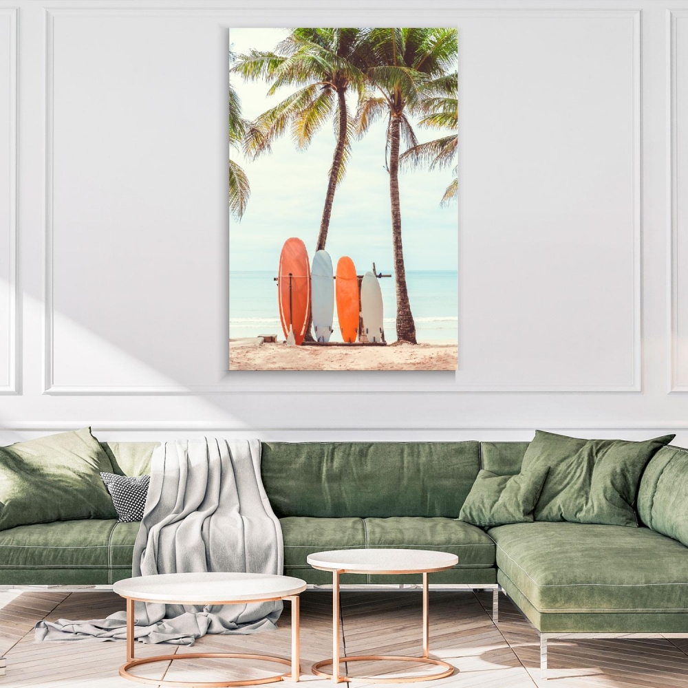 

Картина на холсте Природа Surfboard And Palm Tree On Beach 60х120 см.
