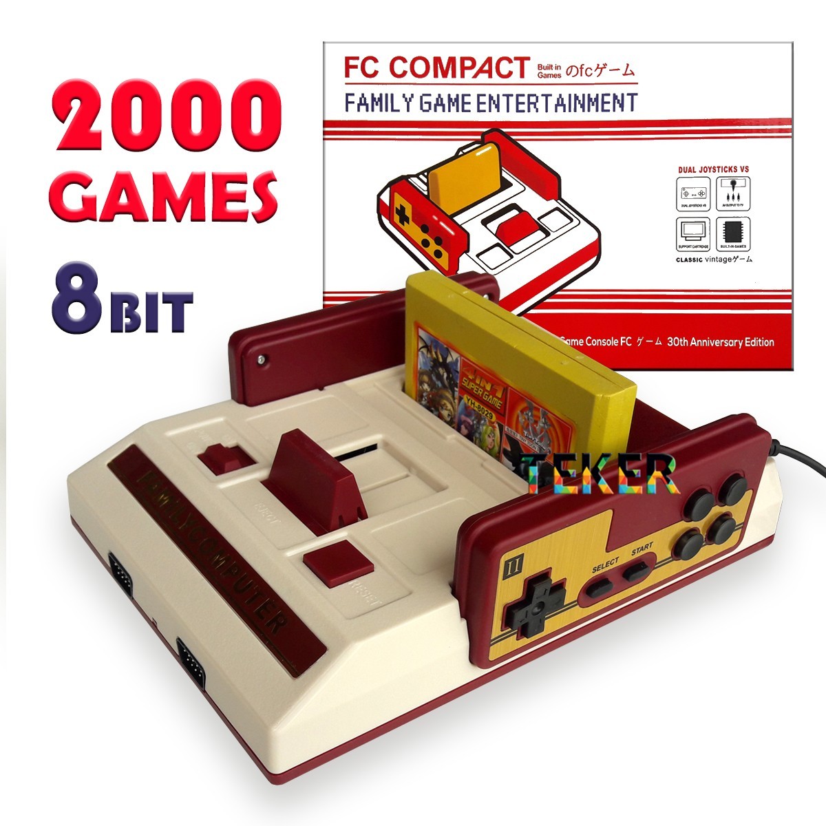 

Игровая приставка FC Compact | 2000 встроенных игр Dendy | поддержка картриджей Денди