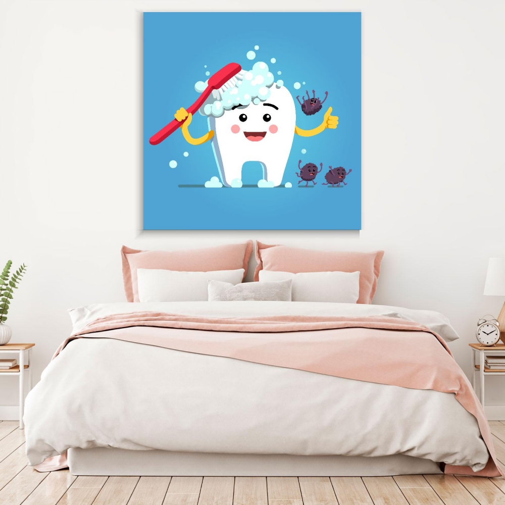 

Картина на холсте Стоматология Happy Cartoon Tooth 75х100 см.