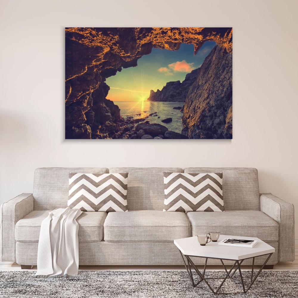 

Картина на холсте Природа Sea ​​Sunset From A Mountain Cave 50х65 см.
