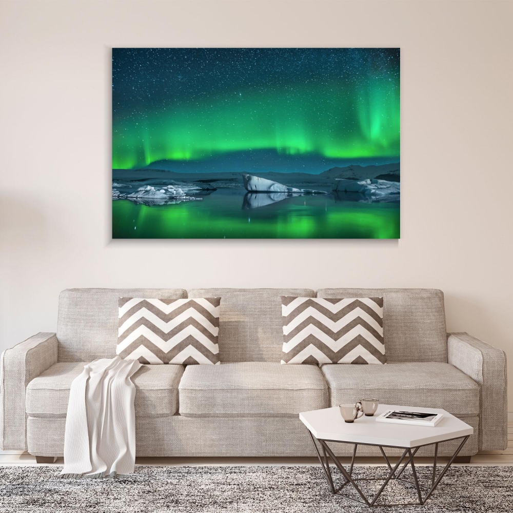 

Картина на холсте Природа Icebergs Under The Northern Lights 45х60 см.