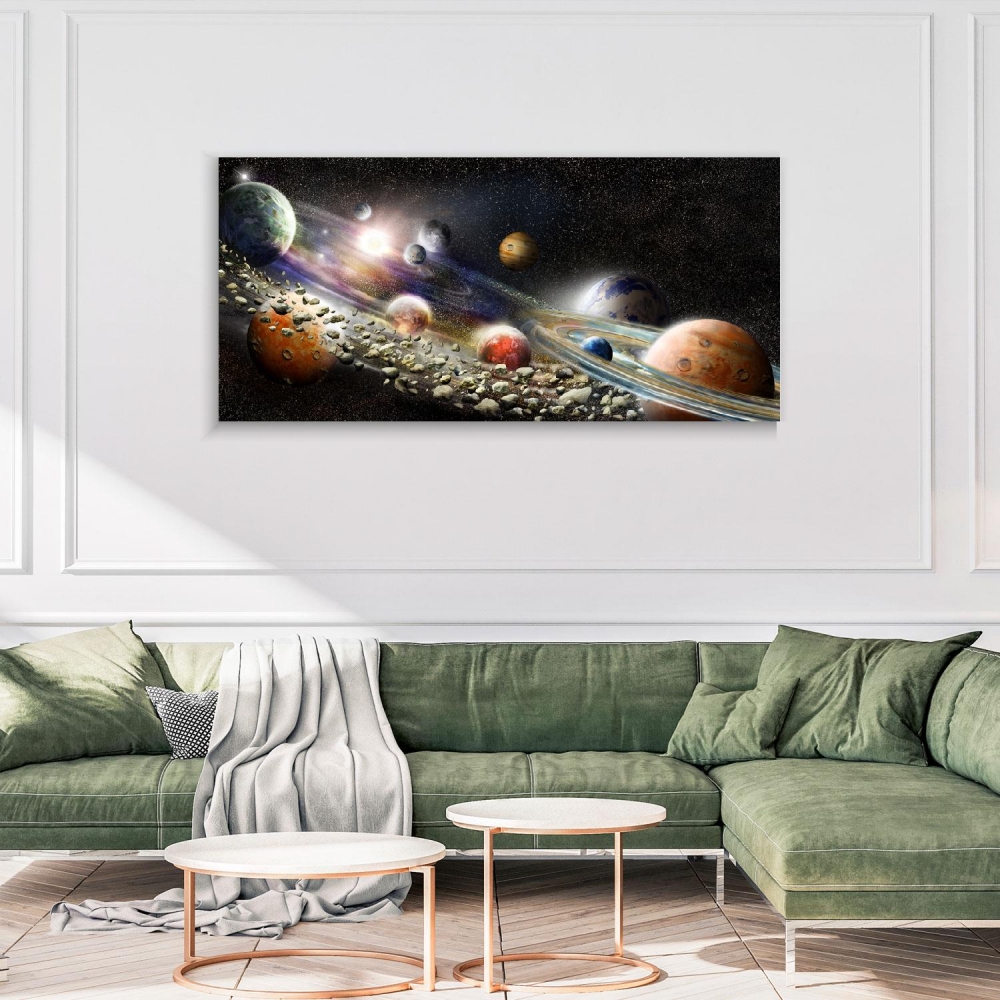 

Картина на холсте Космос Alien Solar System With Asteroid Ring 60х120 см.
