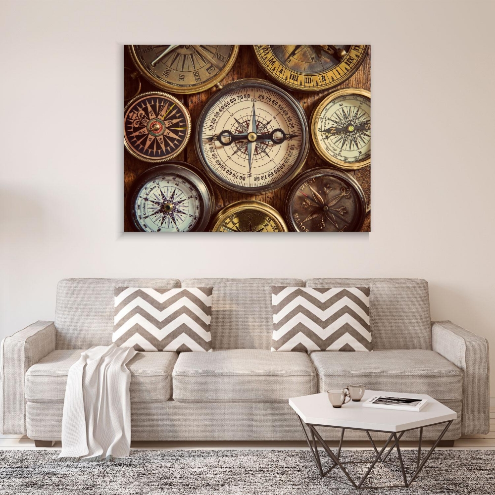 

Картина на холсте Путешествия Old compass on vintage wood 75х100 см.