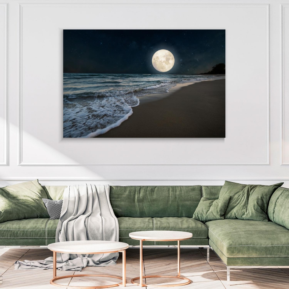 

Картина на холсте Природа Romantic Beach And Full Moon 75х100 см.