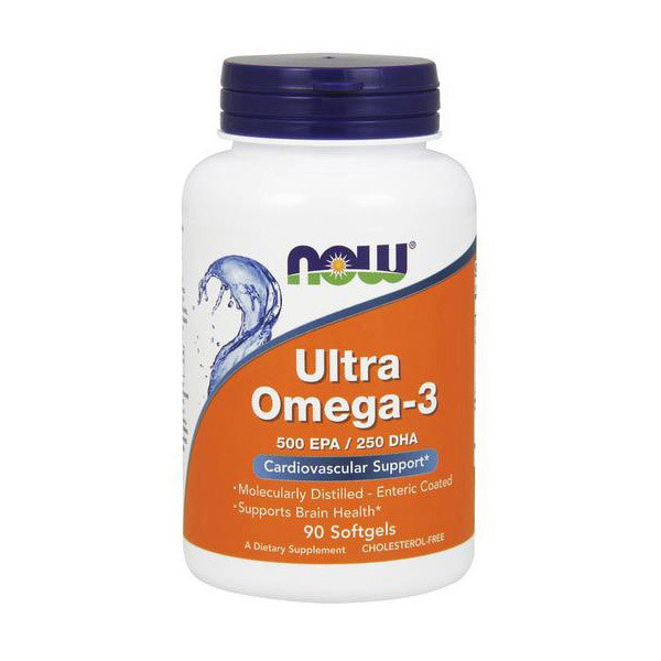 

Ультра Омега-3 рыбий морской жир ненасыщенные жирные кислоты Now Foods Ultra Omega-3 ЭПК 500 / ДГК 250 90 softgels / капсул