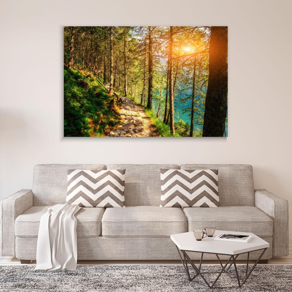 

Картина на холсте Природа Sunset Breaks Between The Trees 90х120 см.