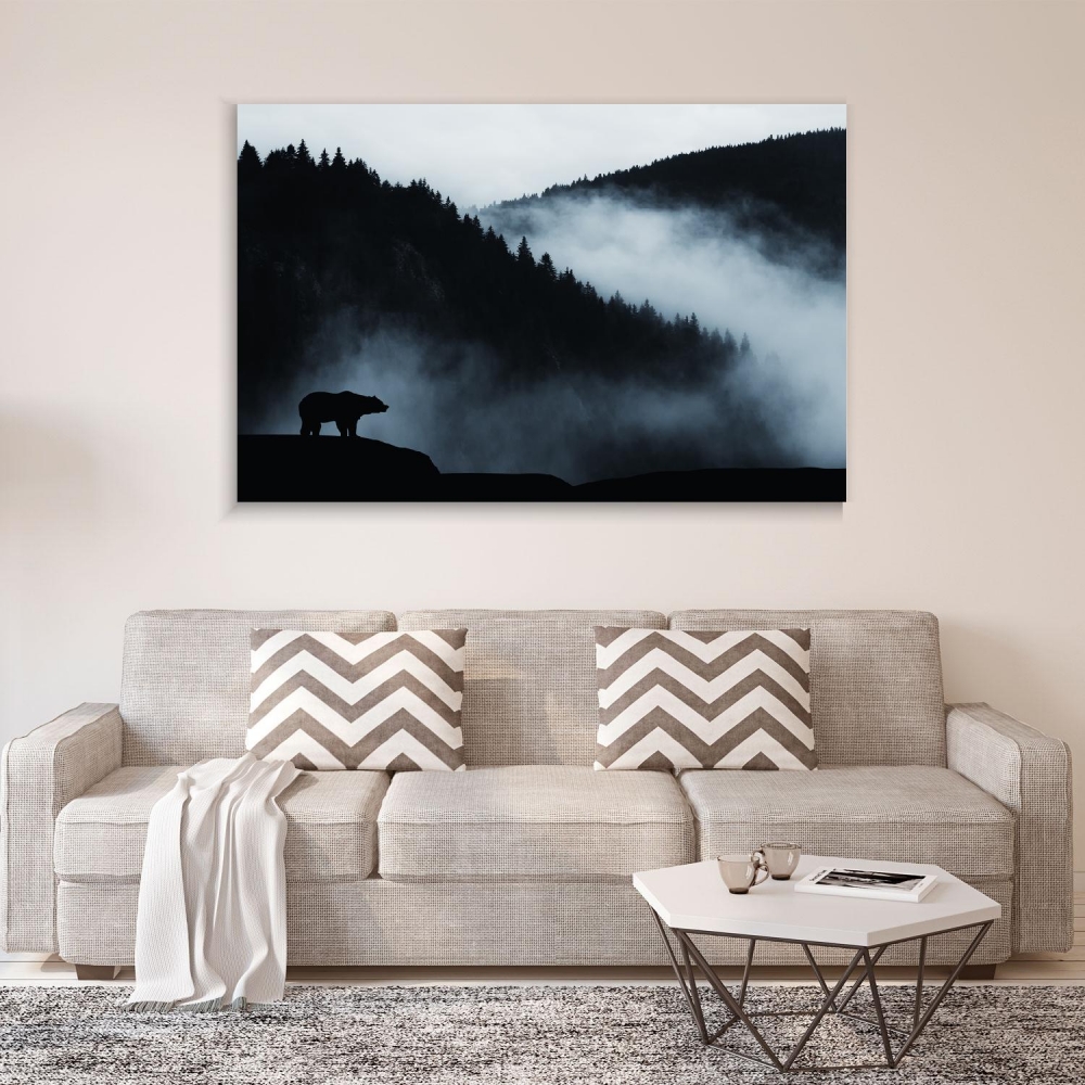 

Картина на холсте Животные Bear Silhouette And Foggy Mountains 75х100 см.
