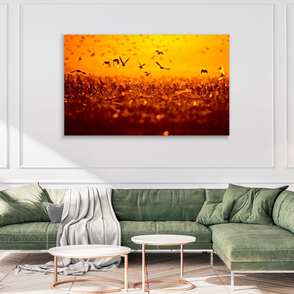 

Картина на холсте Животные Sunset And Birds 50х100 см.